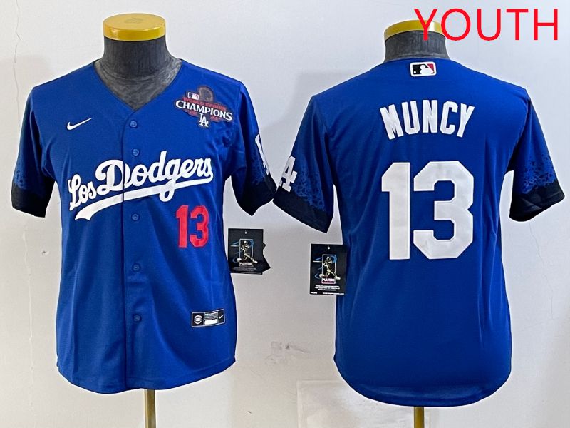Youth Los Angeles Dodgers #13 Muncy Blue City Edition 2025 Nike MLB Jersey style 4